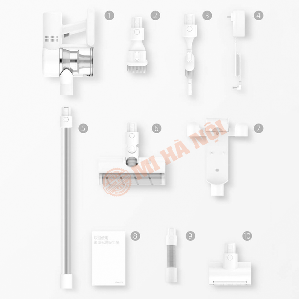 Trọn bộ sản phẩm máy hút bụi Xiaomi Dreame V10
