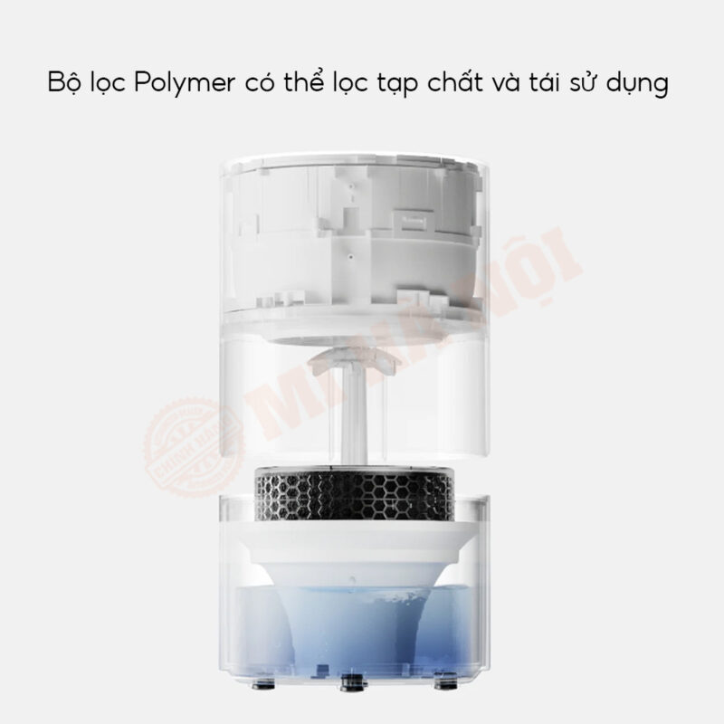 Bộ lọc polymer tích hợp giúp loại bỏ vi khuẩn, chất gây dị ứng và các tạp chất khác khỏi nước