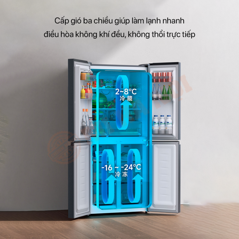 Với hệ thống cấp gió 3 chiều, tủ lạnh Xiaomi Mijia 430L có thể làm lạnh nhanh chón