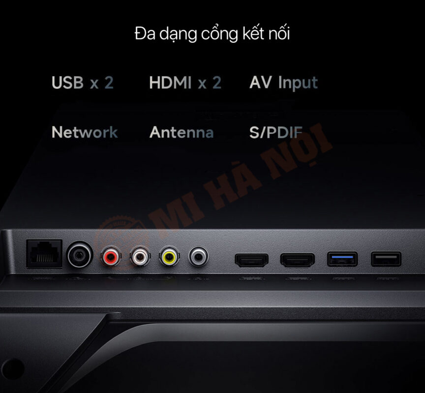 Xiaomi TV EA Pro cung cấp 2 cổng HDMI (bao gồm một ARC), 2 USB, đầu vào AV, S / PDIF, ăng-ten và cổng cáp mạng