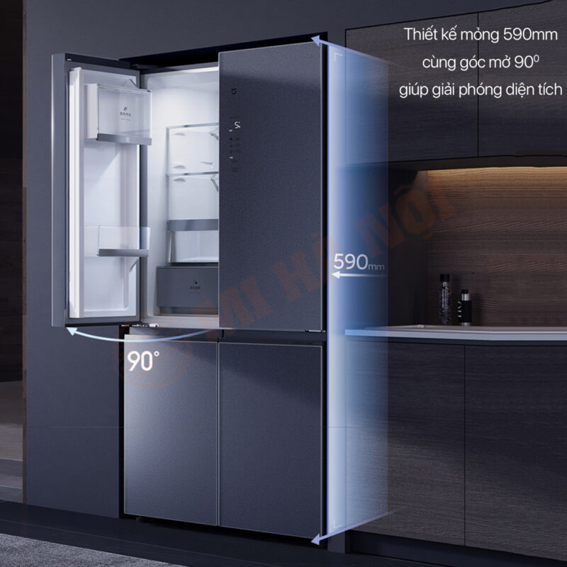 Tủ lạnh 4 cánh Xiaomi có thiết kế bề mặt thủy tinh sang trọng