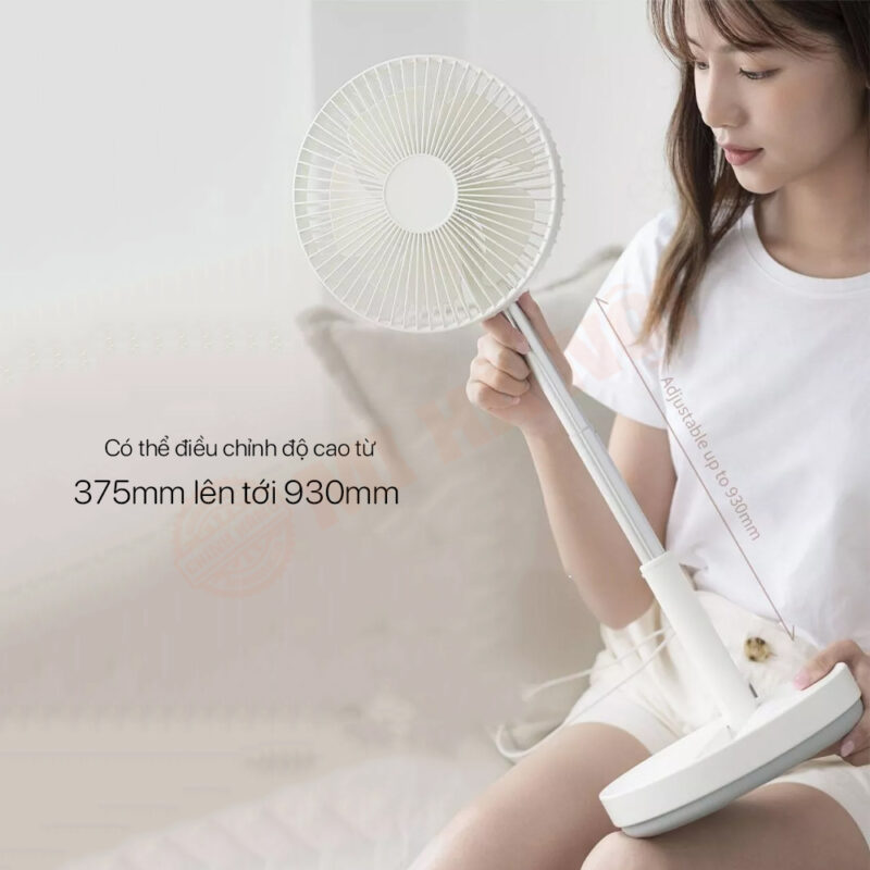 Chiếc quạt tích điện Xiaomi 3Life 008 sở hữu kích thước nhỏ gọn với đường kính 20cm, chiều cao từ 37 - 93cm khi gấp gọn và kéo duỗi