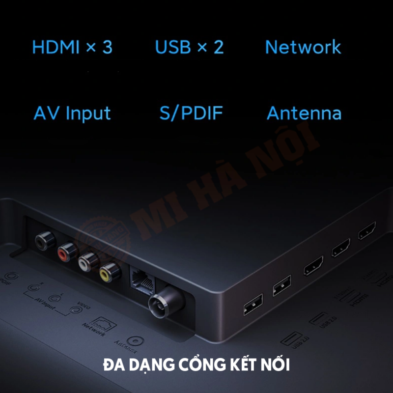 Đa dạng cổng kết nối bao gồm 3 cổng HDMI, 1 cổng Ethernet, 1 cổng AV, 1 cổng ATV/DTMB, 1 cổng S/PDIF, 2 cổng USB