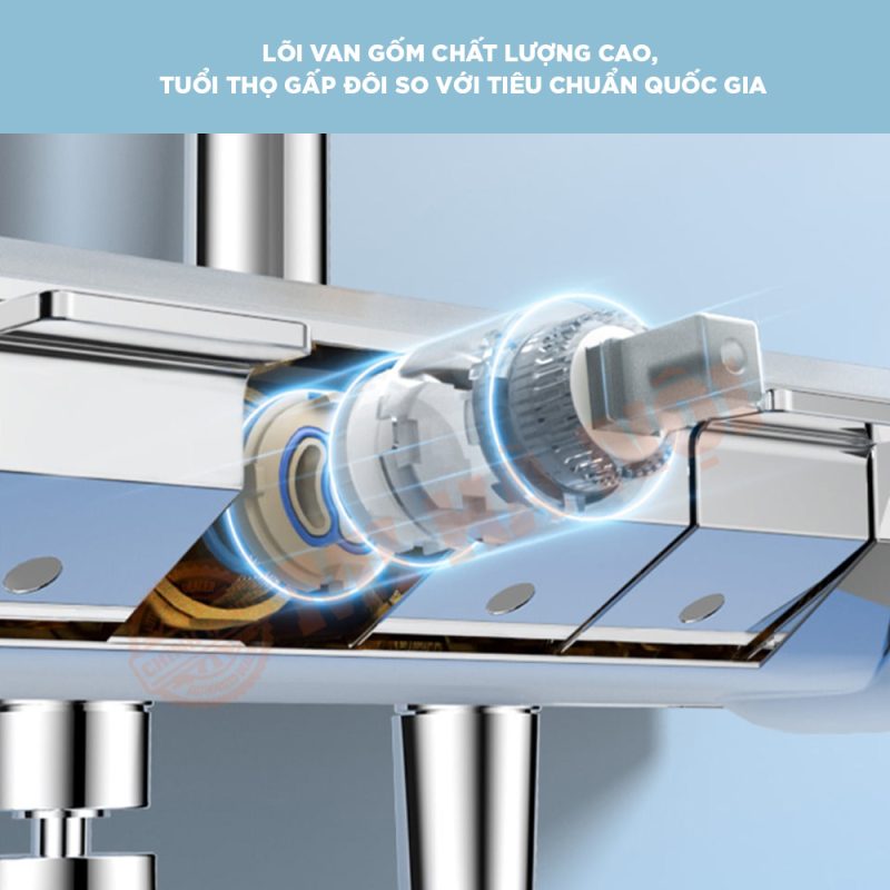 Bộ vòi sen Mijia S1 được trang bị lõi van sứ cao cấp bên trong giúp đóng mở chặt chẽ không bị trễ, kẹt hay rò rỉ