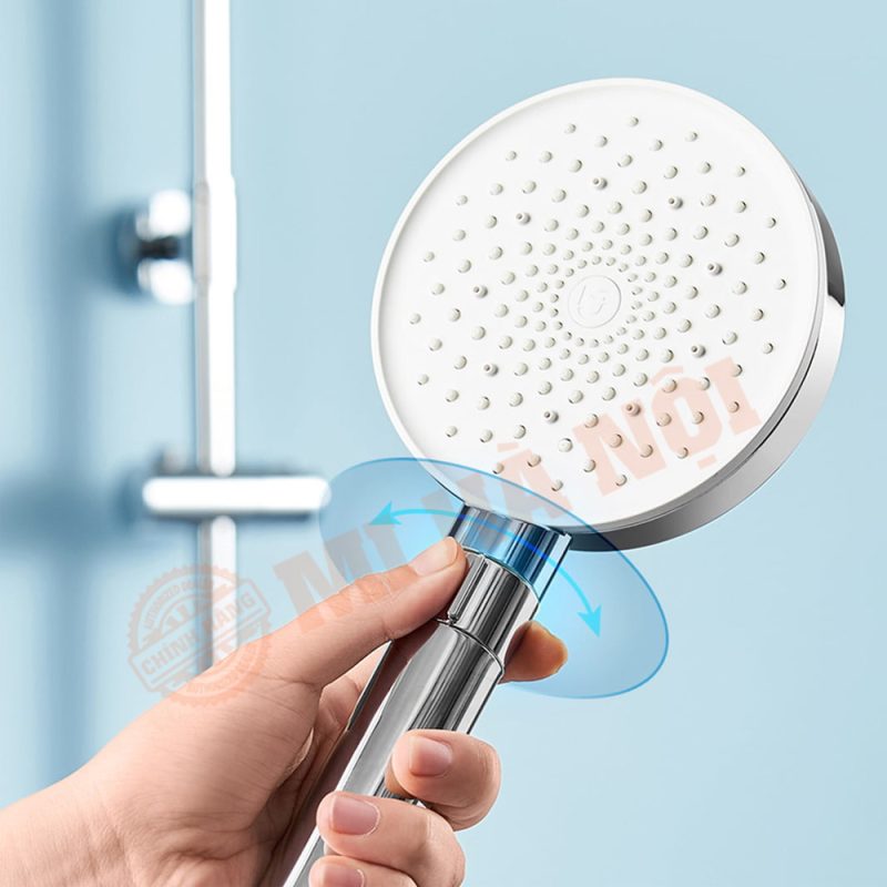 Vòi sen cầm tay tăng áp tròn, hỗ trợ ba chế độ tắm cải thiện môi trường áp suất nước thấp