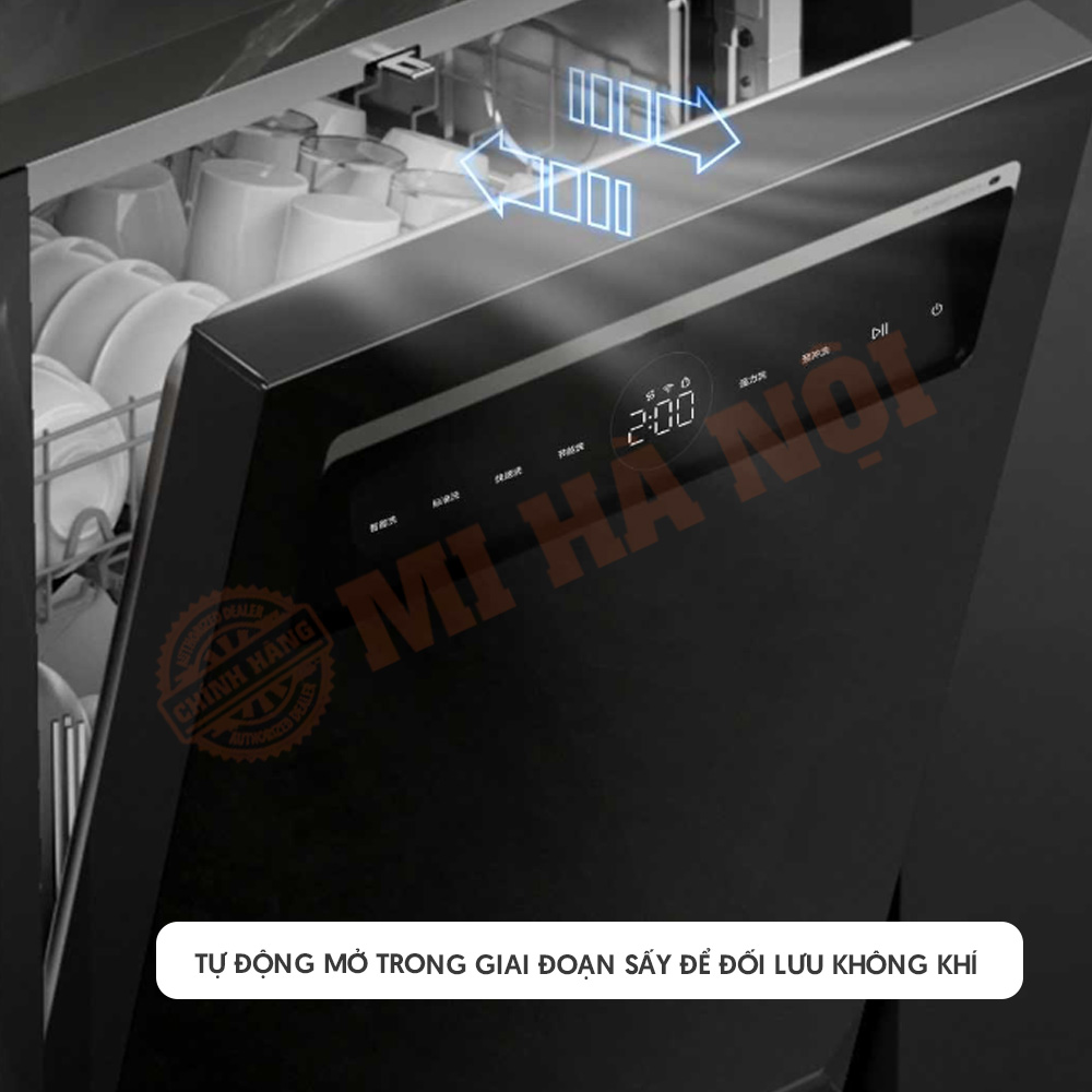 Máy rửa bát Mijia N1 16 bộ được trang bị hệ thống sấy khô nhanh ba lần, khí nóng PTC + mở cửa tự động