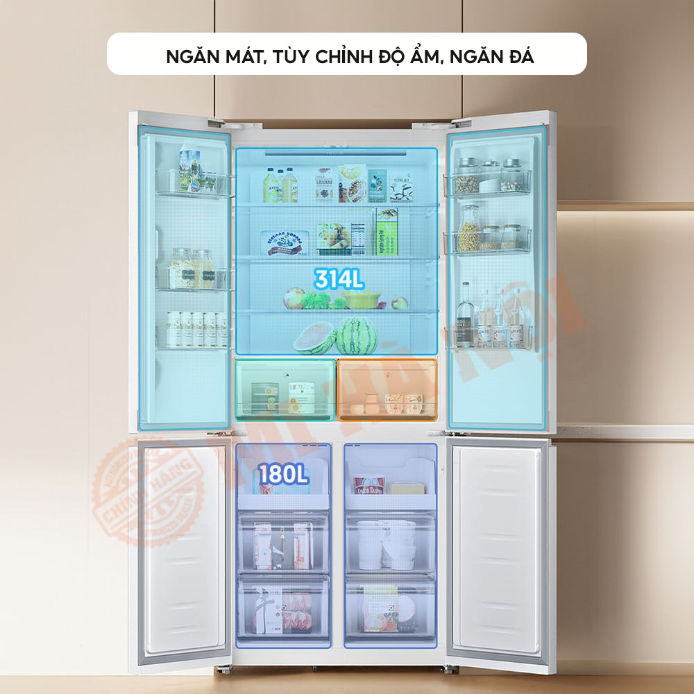 Không gian chứa đồ rộng lớn khoa học với tủ lạnh Xiaomi Mijia 521L