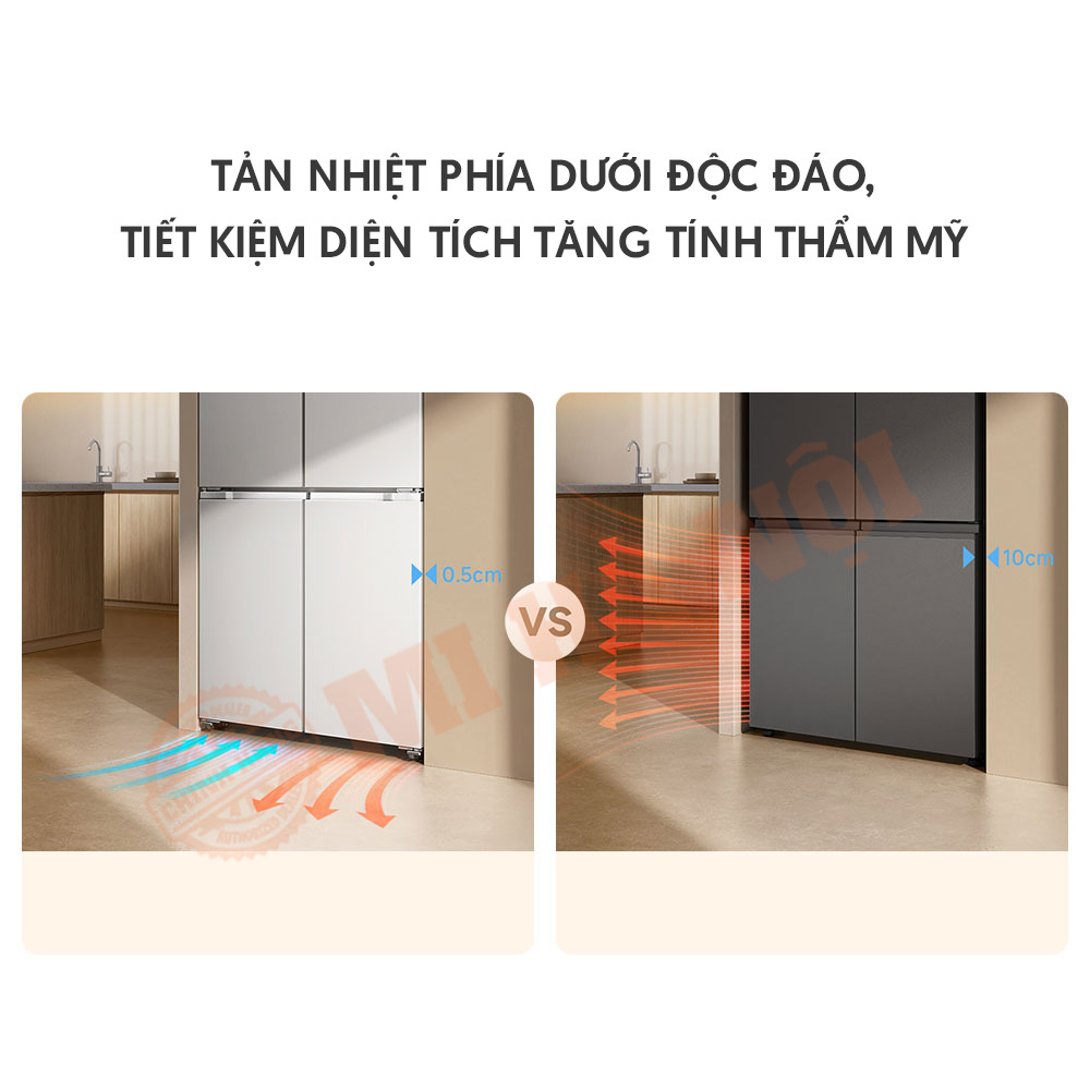 Tản nhiệt phía dưới giúp tủ lạnh Xiaomi Mijia 521L làm lạnh tốt hơn