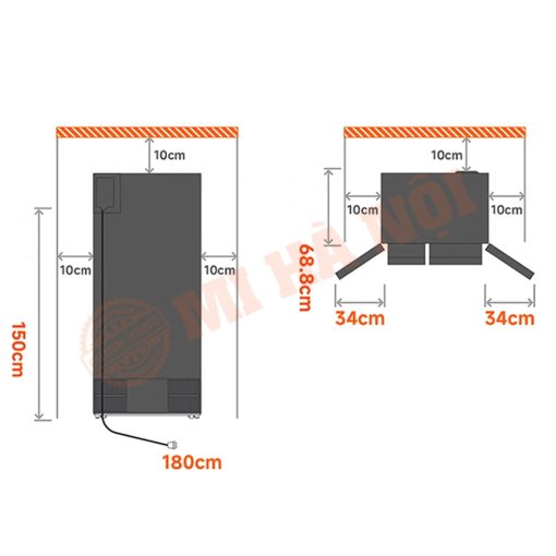 Kích thước của tủ lạnh Xiaomi Mijia 410L