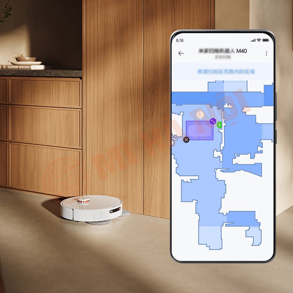 Robot Xiaomi Mijia M40 làm sạch các khu vực đồ nội thất được chỉ định