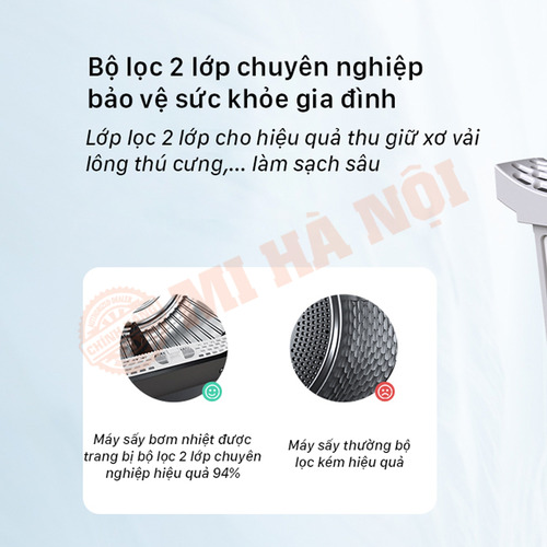 Với hiệu suất lọc đến 94%, sản phẩm này vượt trội so với các máy sấy thông thường