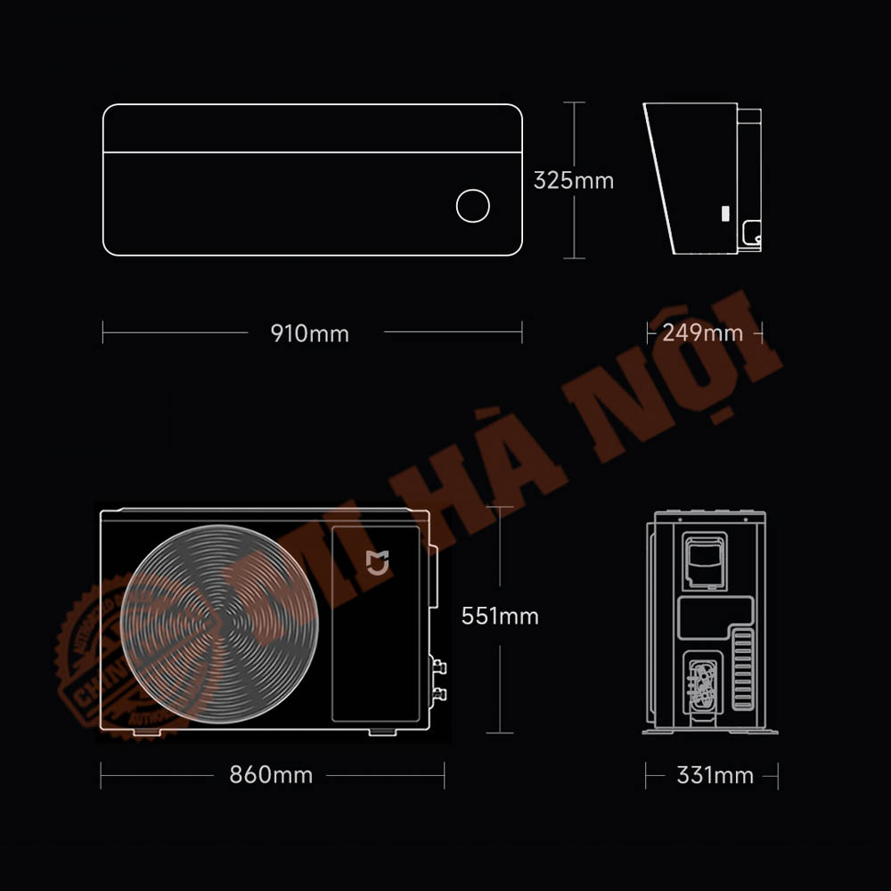 Kích thước của điều hòa 2 chiều Xiaomi Mijia Pro M1A1