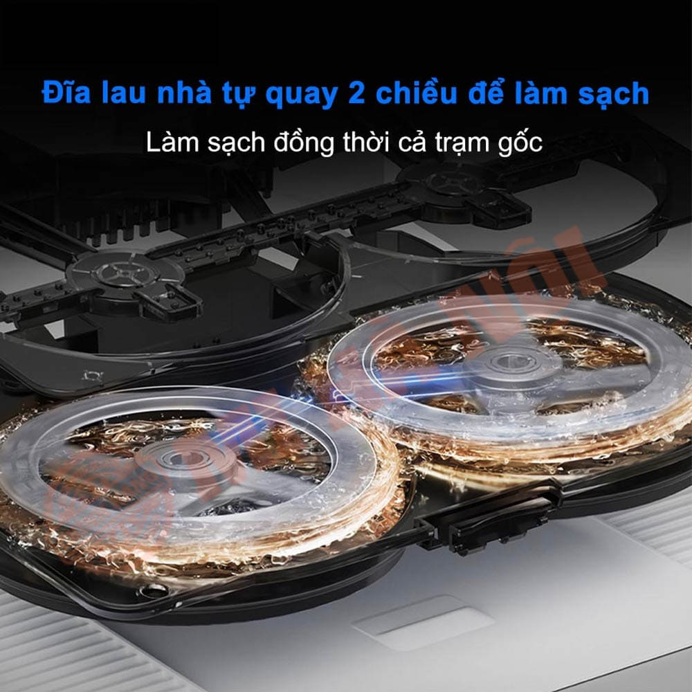 Làm sạch với đĩa lau nhà tự quay 2 chiều