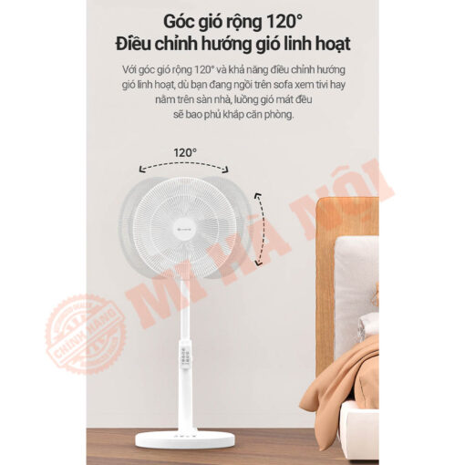 Góc thổi rộng 120° và khả năng điều chỉnh hướng gió linh hoạt mang đến một trải nghiệm làm mát hoàn toàn mới