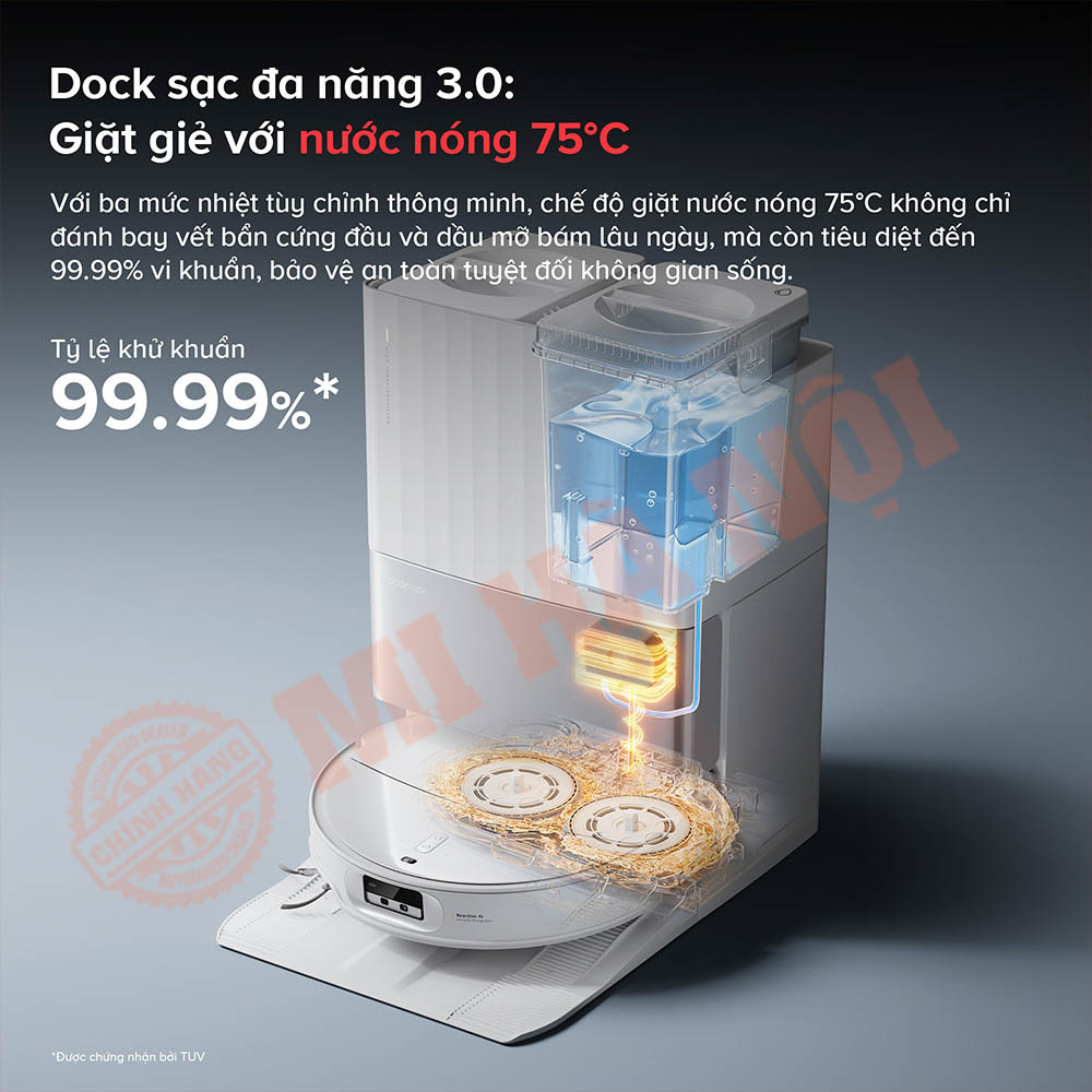 Giặt giẻ lau bằng nước nóng 75°C – Vệ sinh sạch khuẩn vượt trội