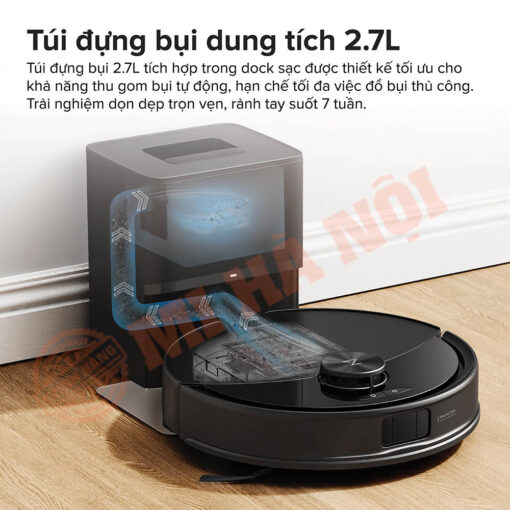 Robot hút bụi lau nhà Roborock Q10 PF+ được trang bị dock sạc tích hợp chức năng tự động đổ bụi thông minh với khả năng chứa bụi lên tới 7 tuần