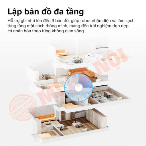 Robot có thể tự động nhận diện từng tầng, áp dụng bản đồ phù hợp và triển khai kế hoạch làm sạch hiệu quả mà không cần cài đặt lại