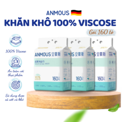 Khăn khô cao cấp Anmous 100% Viscose siêu mềm mịn – Dạng rút treo tường tiện lợi, dày dặn, cho da nhạy cảm và trẻ nhỏ