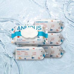 Khăn ướt Anmous nước biển Châu Âu tươi mát, khử mùi nhẹ - Vệ sinh tay, miệng, mông cho bé
