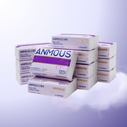 Khăn giấy Anmous tinh chất HA giữ ẩm bảo vệ da – An toàn cho trẻ nhỏ, người viêm mũi dị ứng (120 tờ)