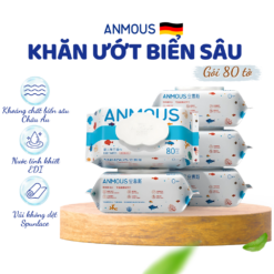 Khăn ướt Anmous nước biển Châu Âu tươi mát, khử mùi nhẹ - Vệ sinh tay, miệng, mông cho bé