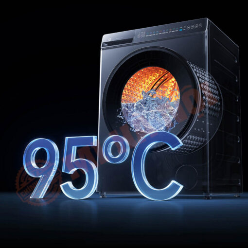 Dòng nước nhiệt độ cao 95°C mạnh mẽ rửa sạch lồng trong và ngoài, đảm bảo lồng giặt sạch trước mỗi lần giặt tiếp theo
