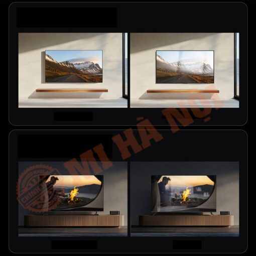 So sánh tỷ lệ phản xạ và độ tương phản giữa tivi Xiaomi S98 Mini Led (bên trái) với tivi bình thường