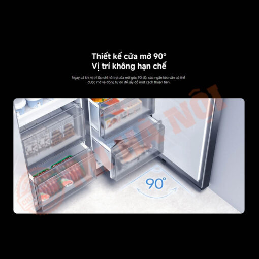 Thiết kế cửa 90°, mở ngăn kéo dễ dàng khi đặt sát tường