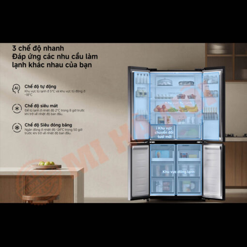 Tủ lạnh 4 cánh Xiaomi Mijia AI 510L với 3 chế độ làm lạnh