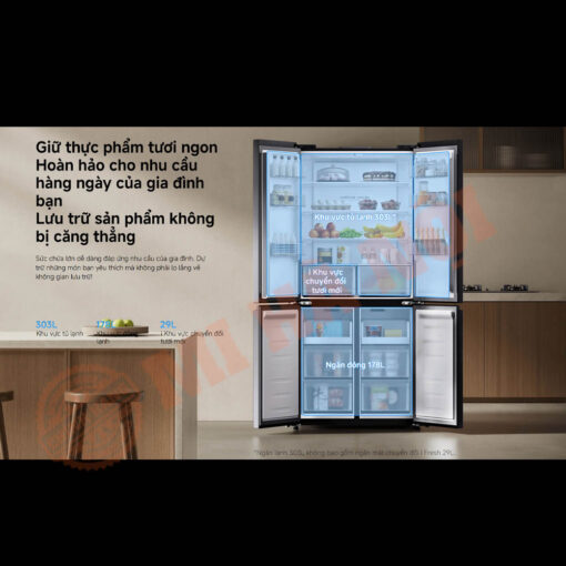 Dung tích lớn 510L với thiết kế 3 ngăn khoa học