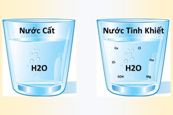 Sự khác nhau về tính chất hóa học của nước ro và nước cất