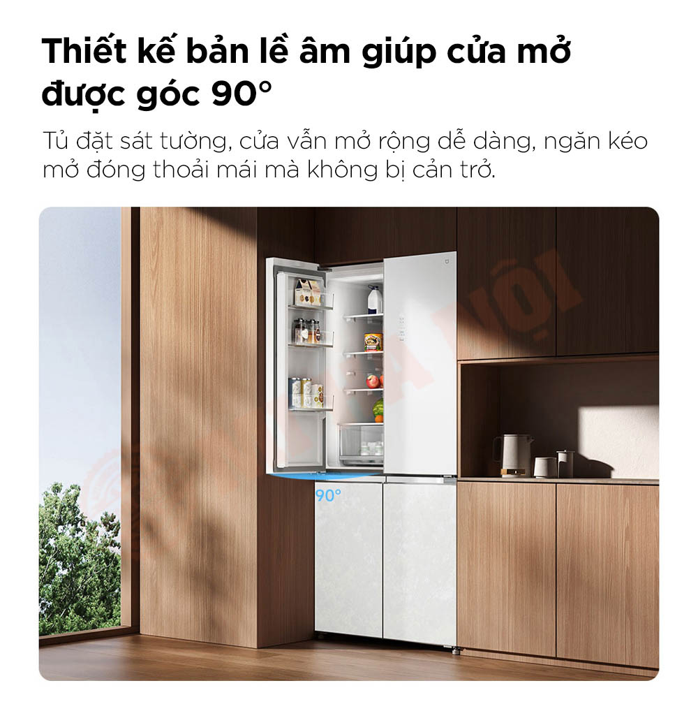 Tủ lạnh 4 cánh Xiaomi Mijia 508L BCD-508WGBI - Bản đá pha lê trắng, đông lạnh -30°C, kháng khuẩn 99.9%