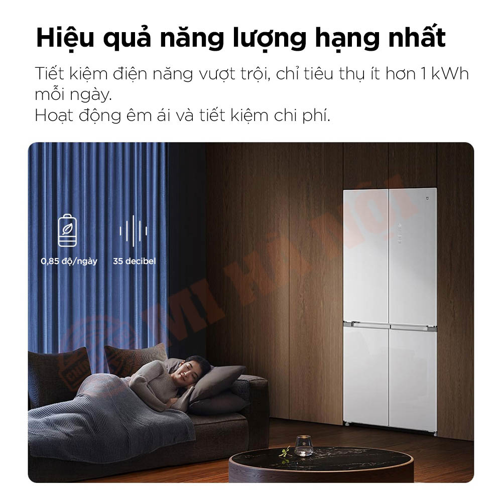 Tủ lạnh 4 cánh Xiaomi Mijia 508L BCD-508WGBI - Bản đá pha lê trắng, đông lạnh -30°C, kháng khuẩn 99.9%
