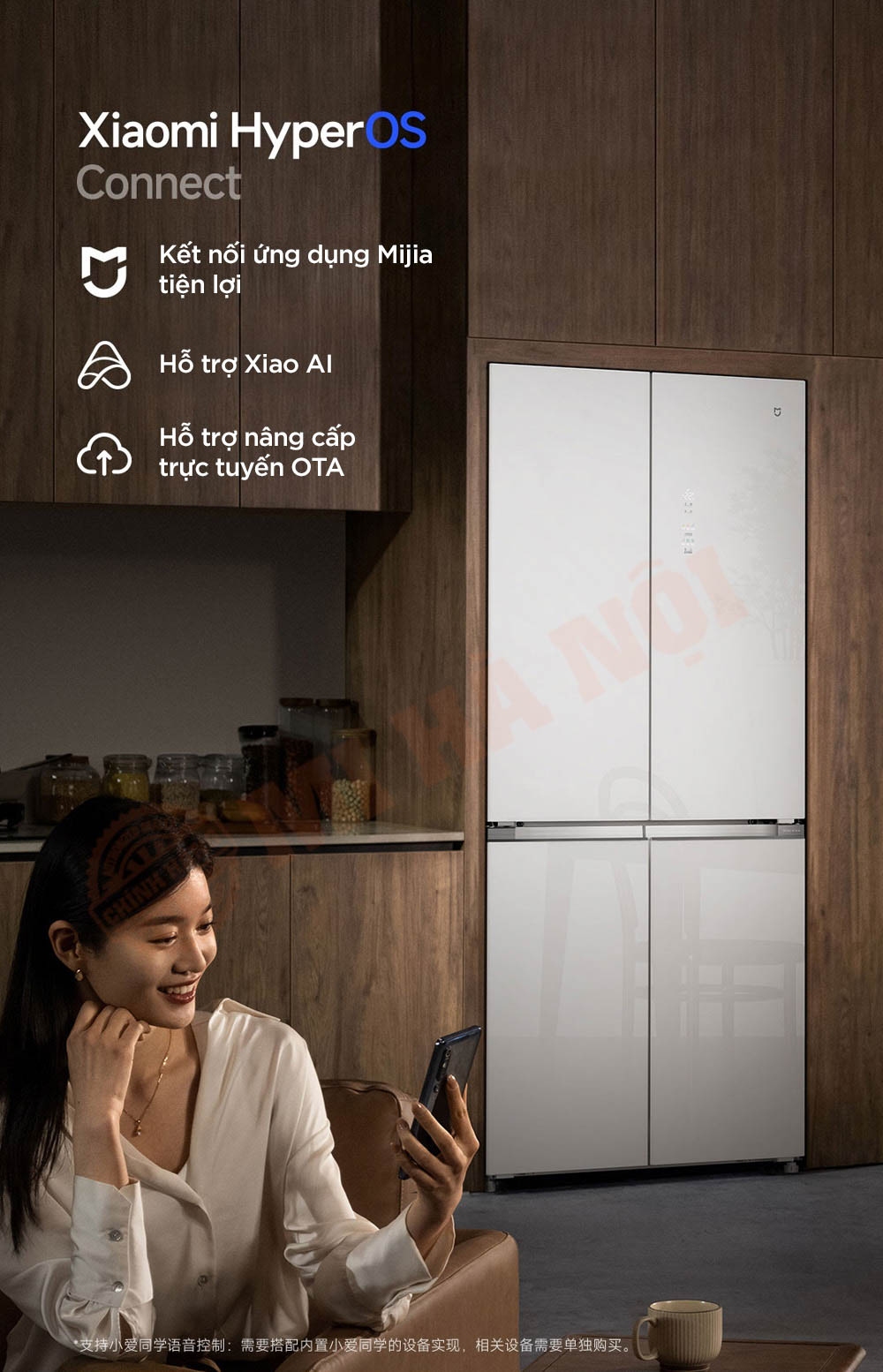 Tủ lạnh 4 cánh Xiaomi Mijia 508L BCD-508WGBI - Bản đá pha lê trắng, đông lạnh -30°C, kháng khuẩn 99.9%