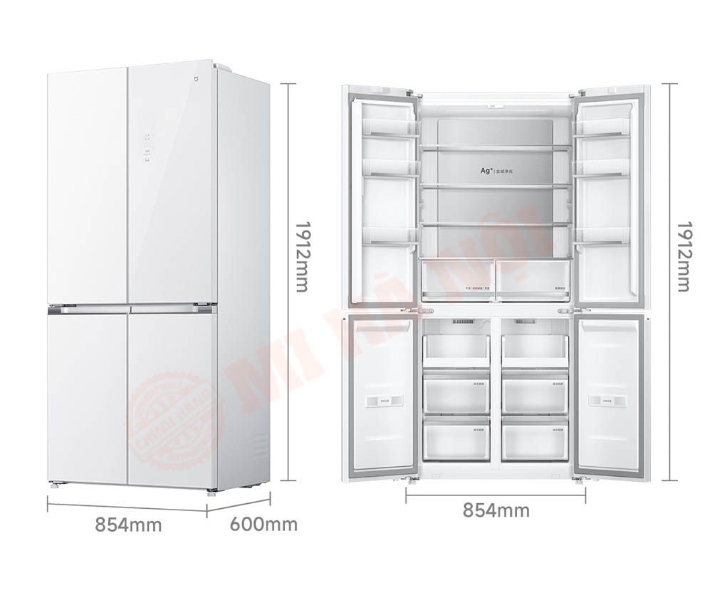 Tủ lạnh 4 cánh Xiaomi Mijia 508L BCD-508WGBI - Bản đá pha lê trắng, đông lạnh -30°C, kháng khuẩn 99.9%