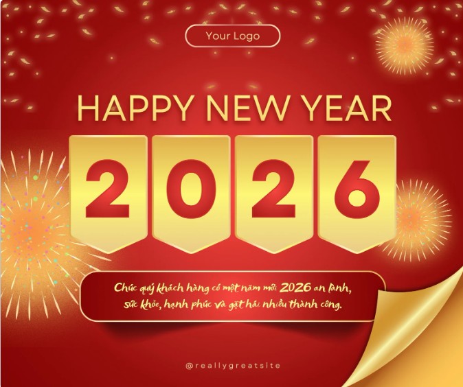 Mẫu Backdrop Year End Party 2026: Biểu tượng của năm mới