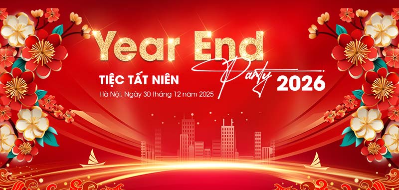 Gợi ý mẫu Backdrop Year End Party 2026 ấn tượng tất niên