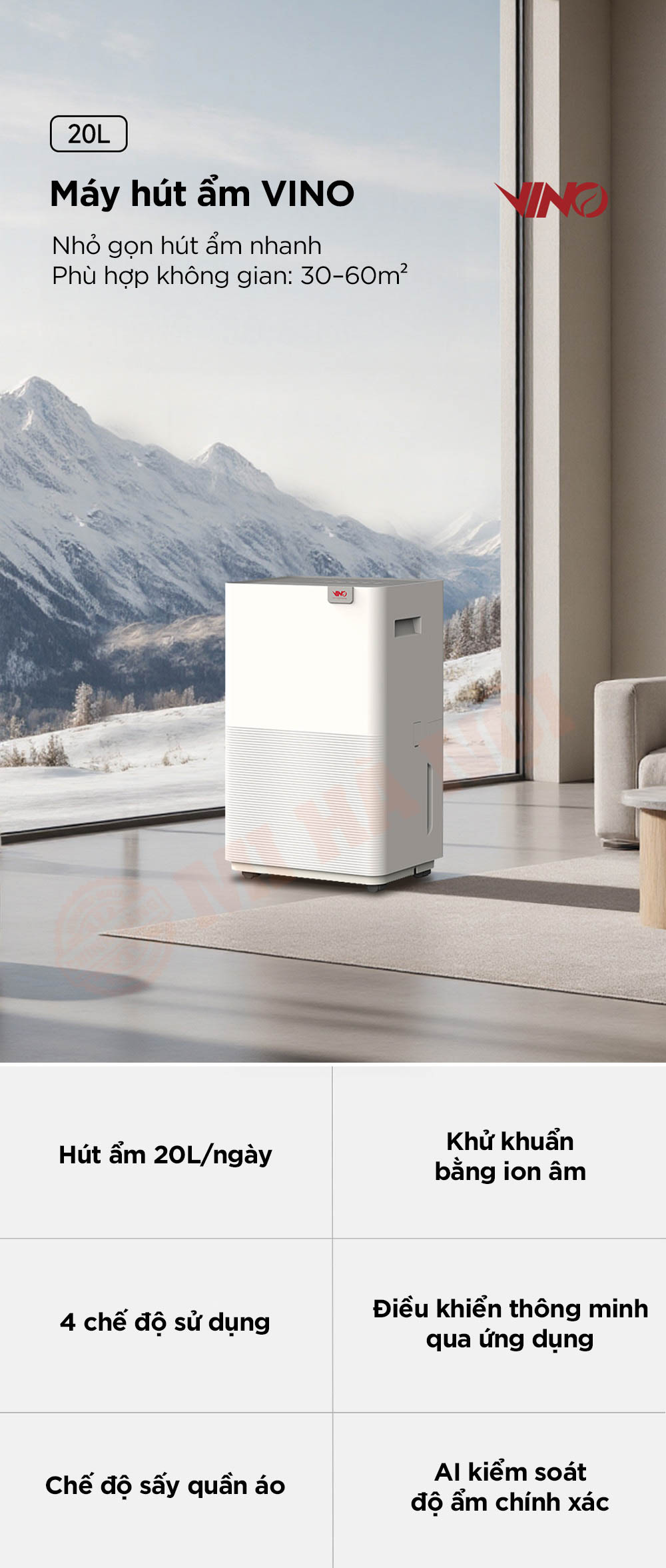 Máy hút ẩm VINO 20L