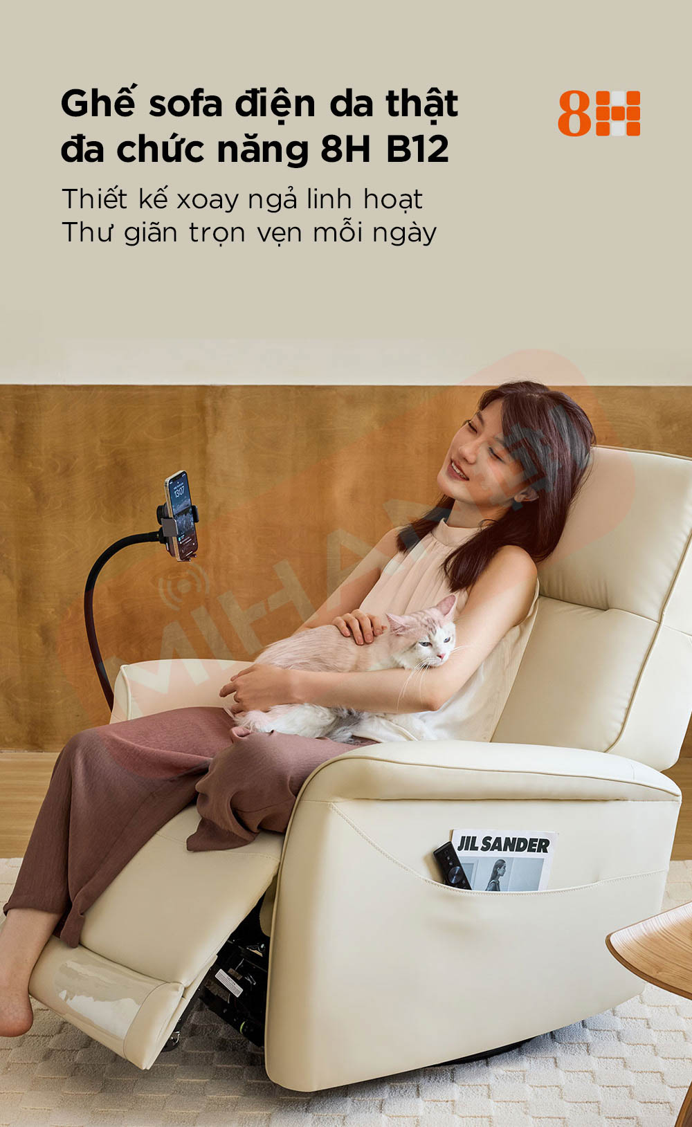 Ghế sofa điện da thật đa chức năng 8H B12