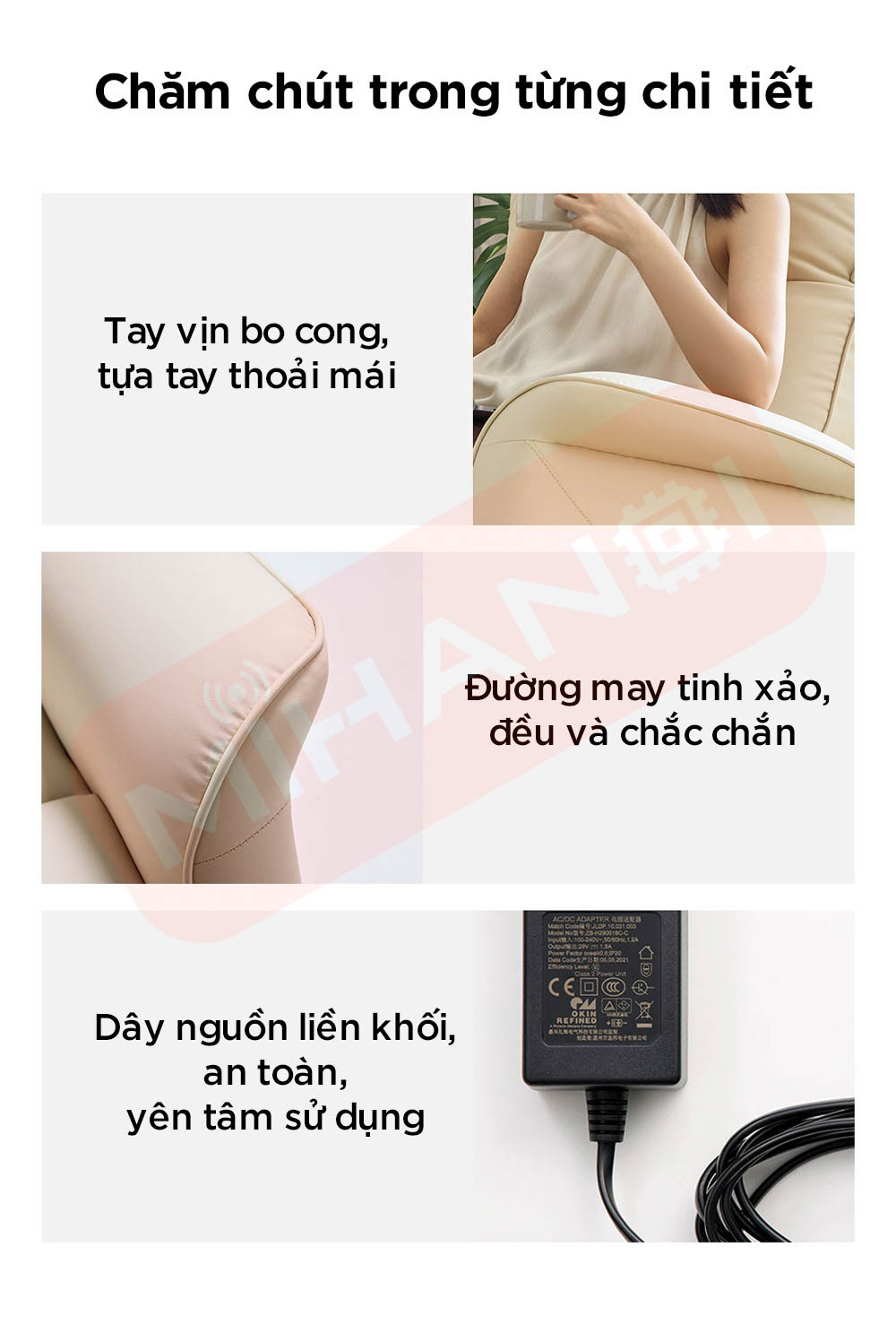 Ghế sofa điện da thật đa chức năng 8H B12