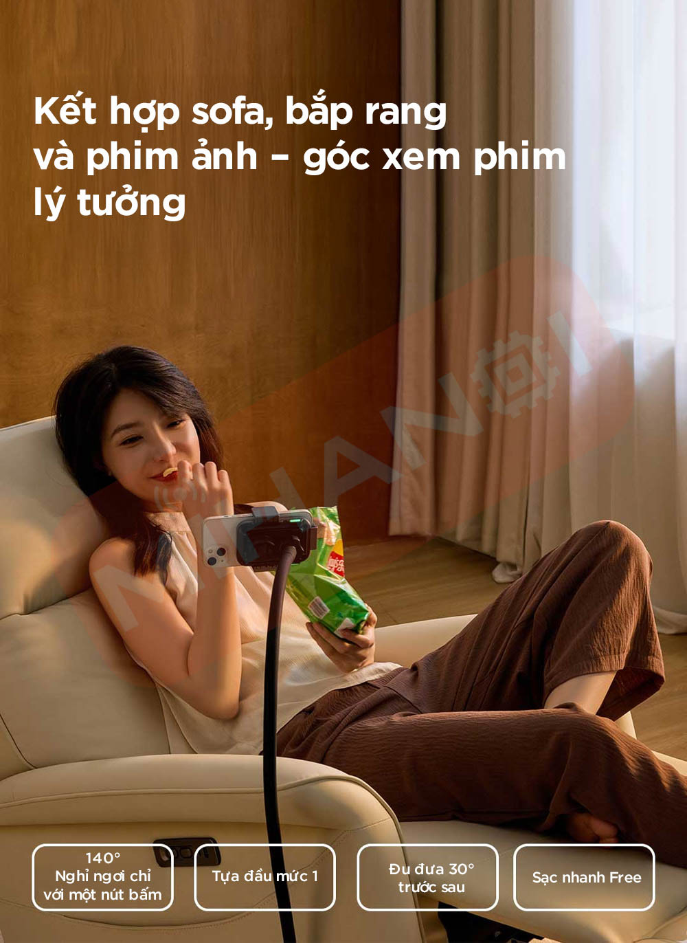 Ghế sofa điện da thật đa chức năng 8H B12