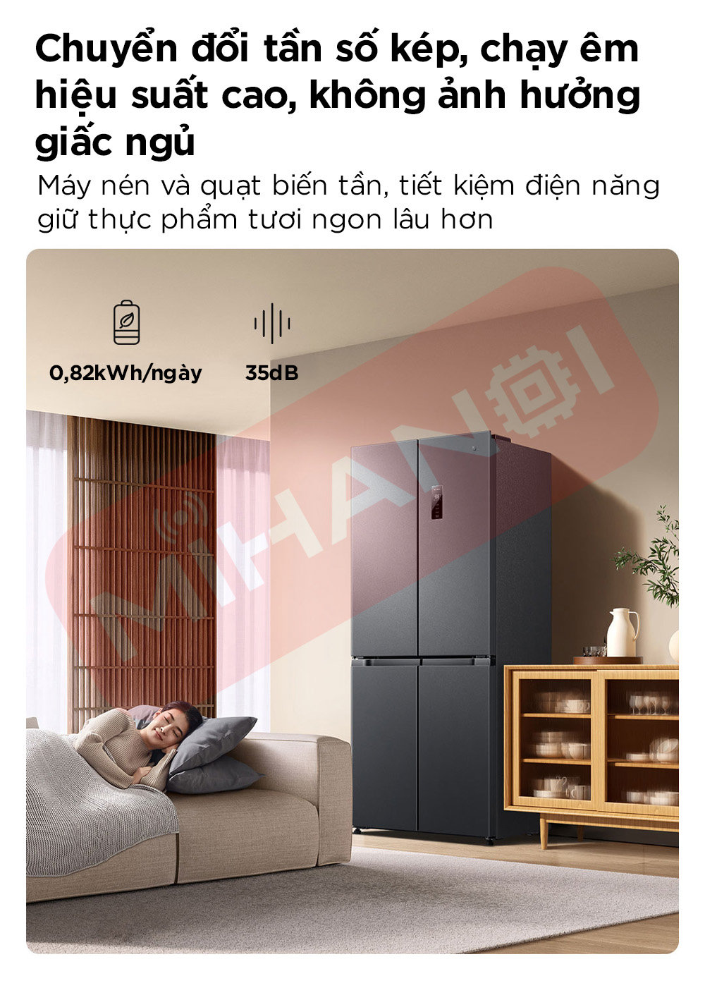 tủ lạnh xiaomi mijia 430L hiệu suất cao, vận hành êm ái
