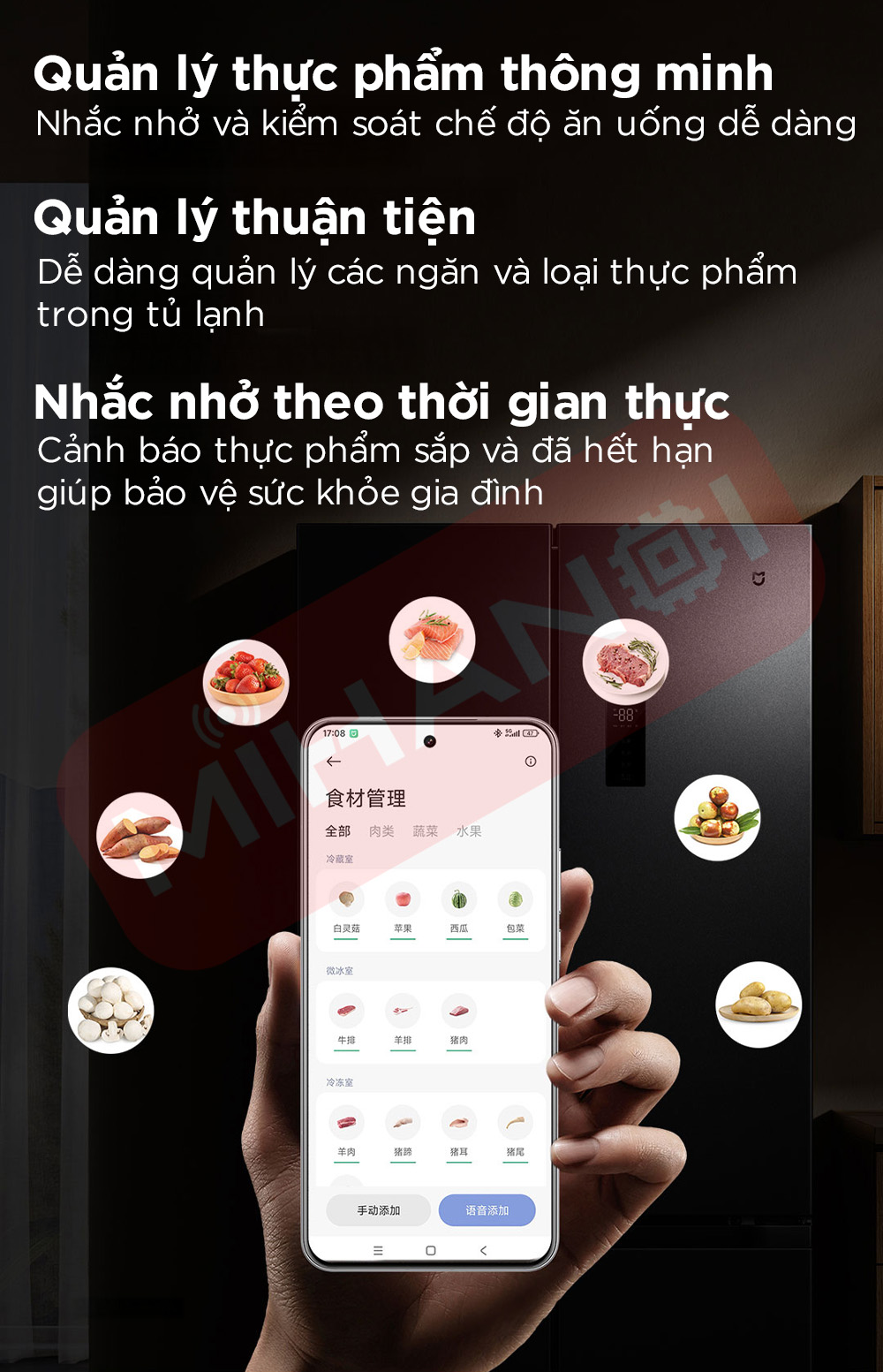 tủ lạnh xiaomi mijia 430L quản lý thực phẩm thông minh