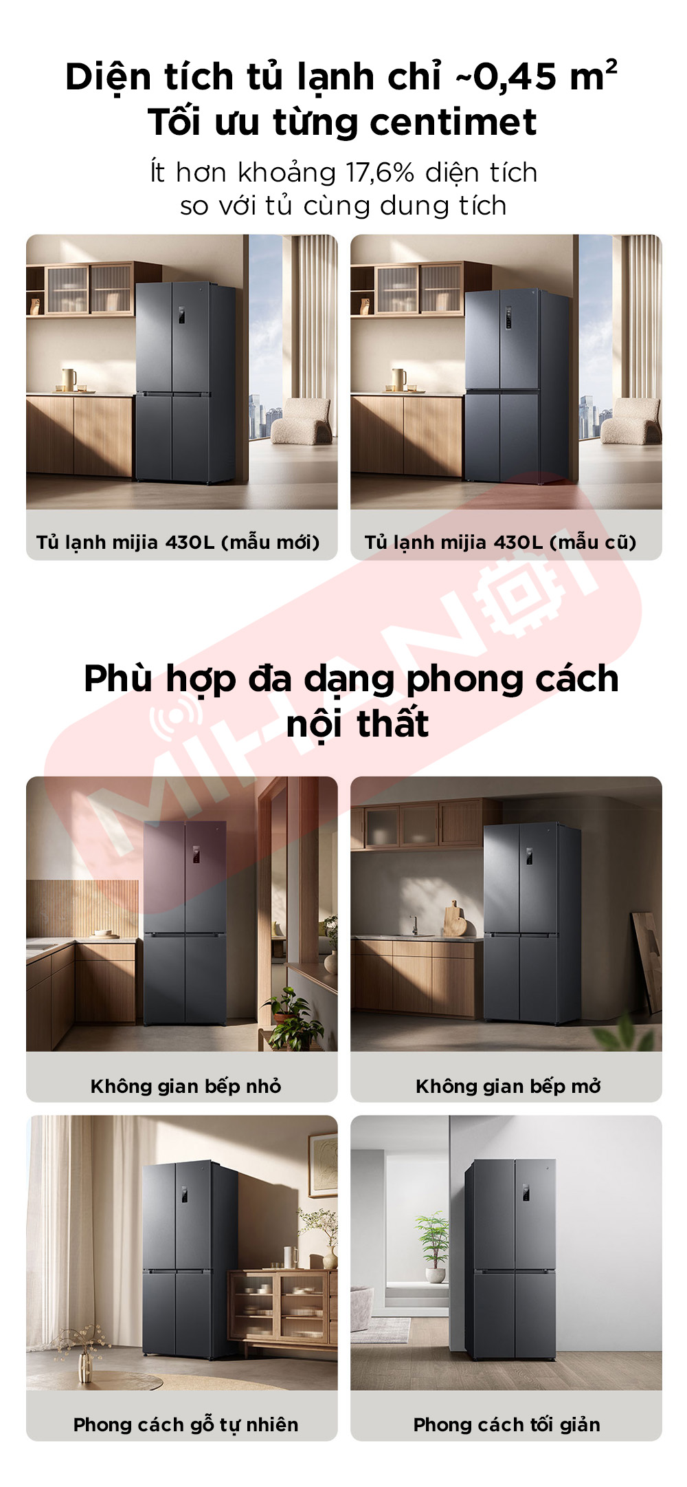 tủ lạnh xiaomi mijia 430L phù hợp mọi phong cách nội thất