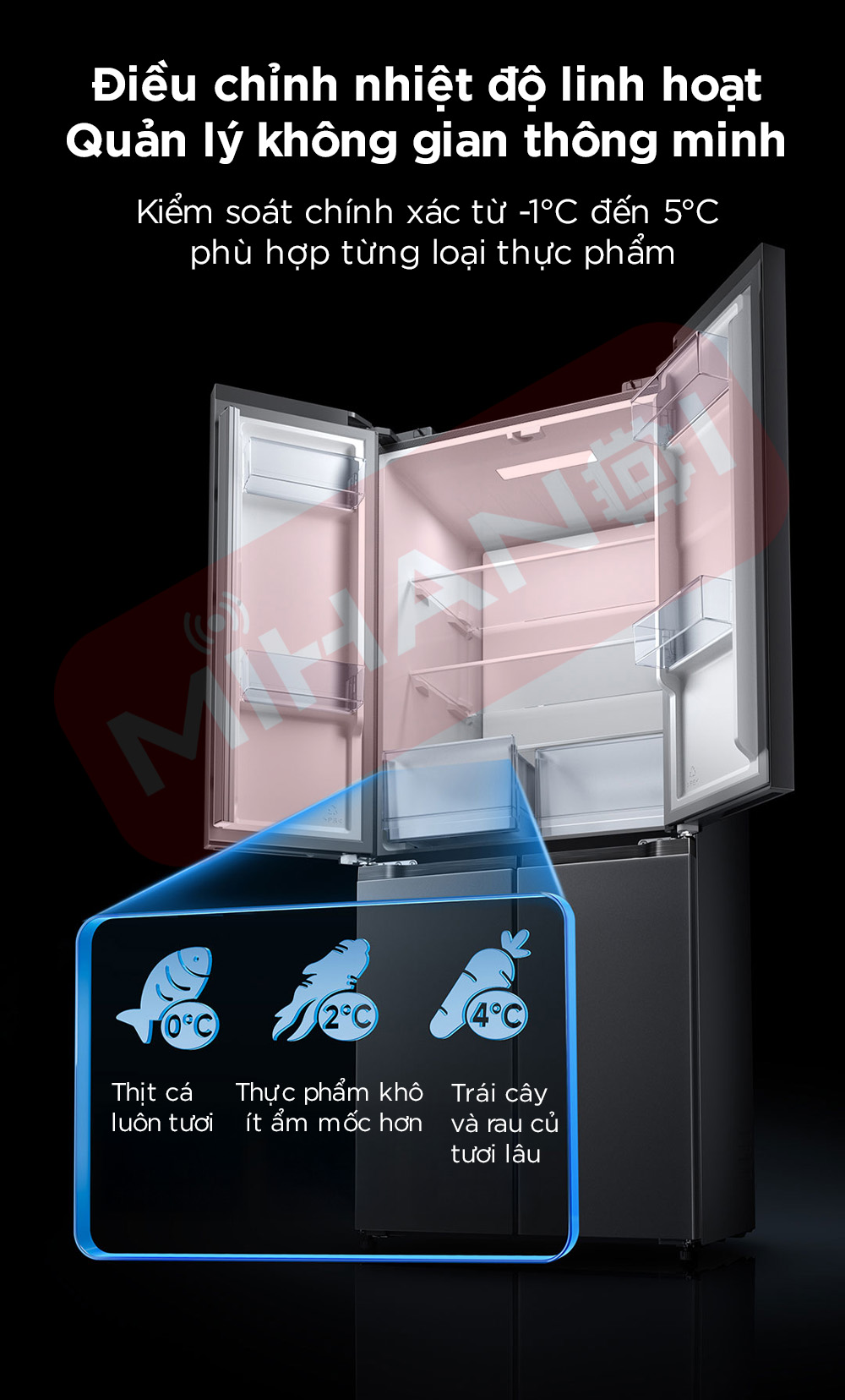 tủ lạnh xiaomi mijia 430L điều chỉnh nhiệt độ linh hoạt